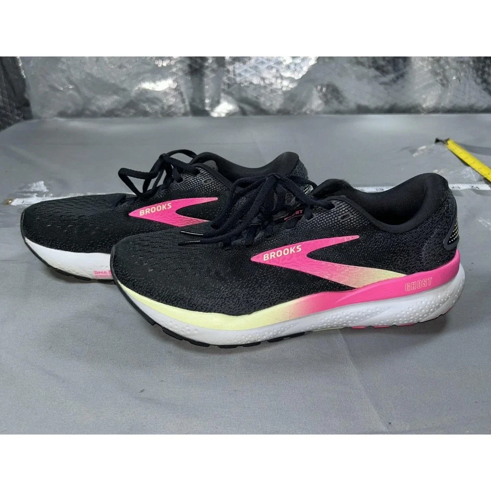 Brooks Ghost 16 Shoes Womens Size 9B Black Pink Running Sneakers 1204071B074